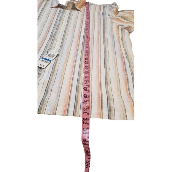NWT Tasso Ella Island XL 100% Cotton White Orange Tan Striped Button Front Shirt - Picture 15 of 16